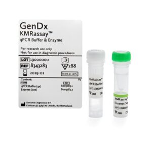 KMRassay qPCR Buffer & Enzyme contiene il buffer e l'enzima necessari per l'esecuzione di KMRtype e KMRtrack. Disponibile in versione RUO e IVD con marchio CE.