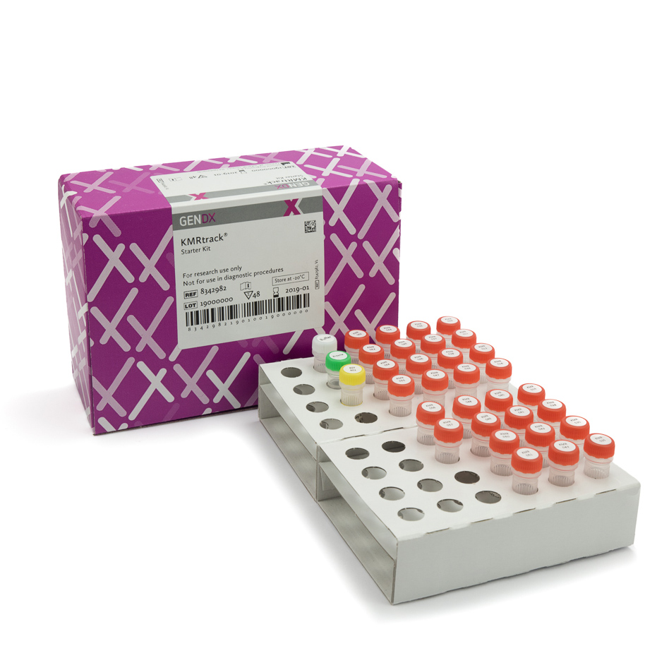 Il monitoraggio del chimerismo donatore-ricevente altamente sensibile può contribuire alla diagnosi di recidiva leucemica e consentire un rapido intervento clinico. I nostri kit di tipo KMR possono essere utilizzati per determinare la presenza o l'assenza di marcatori genetici per il monitoraggio del chimerismo. Utilizzando la tecnica qPCR, è possibile ottenere una sensibilità dello 0,05% (cioè da 20 a 100 volte più sensibile dell'attuale metodo STR convenzionale). Dopo la genotipizzazione con KMRtype, è possibile utilizzare il kit KMRtrack per il monitoraggio. I kit KMRtype e KMRtrack sono disponibili nelle versioni RUO e CE-IVD.
